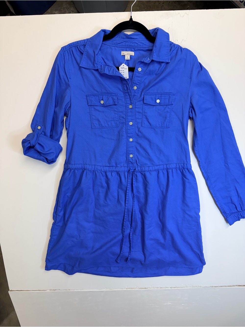 W146 GAP Royal Blue Button-Front Shirt Dress